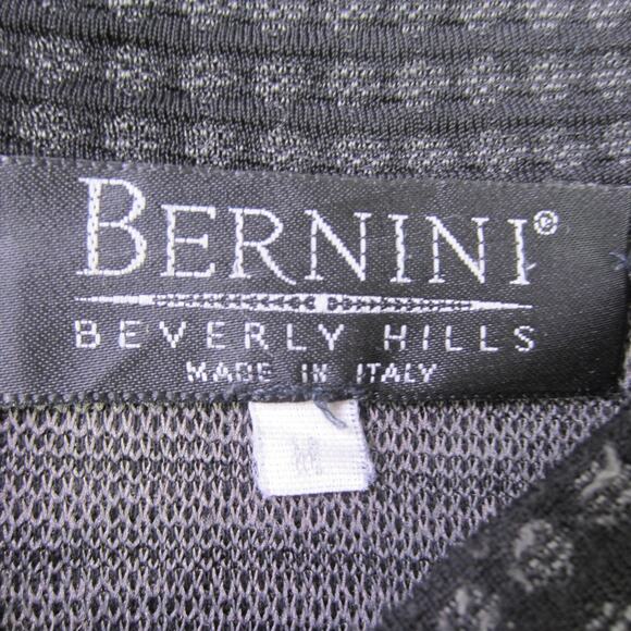 Bernini Beverly Hills Sweater Mens Medium Black Gray Textured Knit Made in Italy - Picture 2 of 8